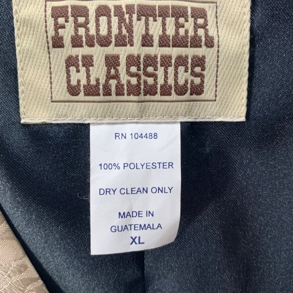 Frontier Classics Mens XL Ivory Vest Paisley Button Collar Adjustable Back - Picture 10 of 12